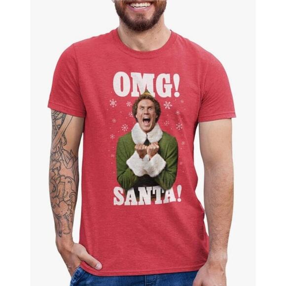 Elf OMG! Santa! Red Christmas T Shirt Will Ferrell Brand New - Picture 1 of 10